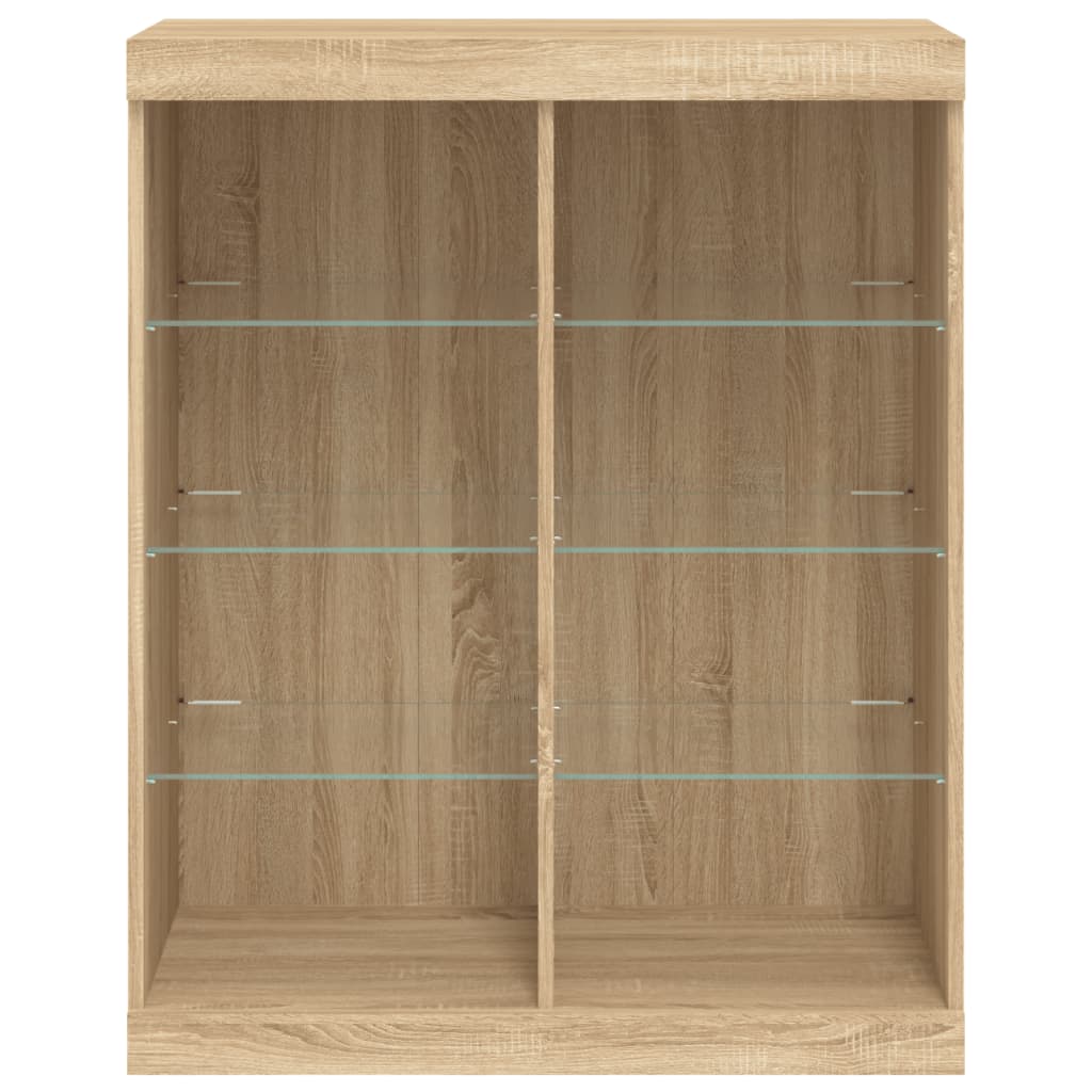 skænk med LED-lys 81x37x100 cm sonoma-eg