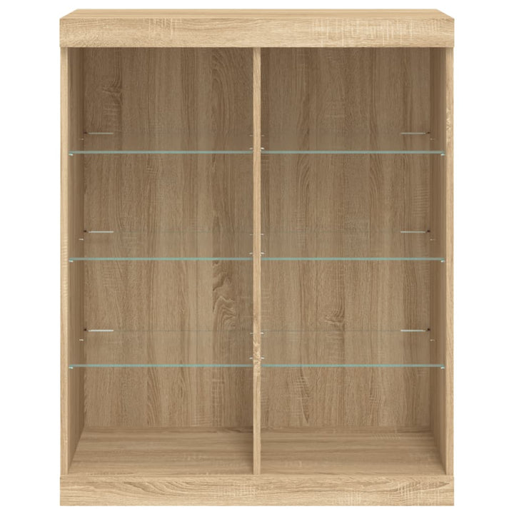skænk med LED-lys 81x37x100 cm sonoma-eg