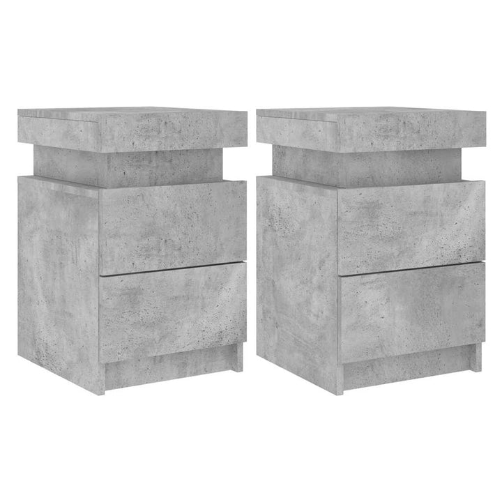 sengeborde 2 stk. med LED-lys 35x39x55 cm betongrå