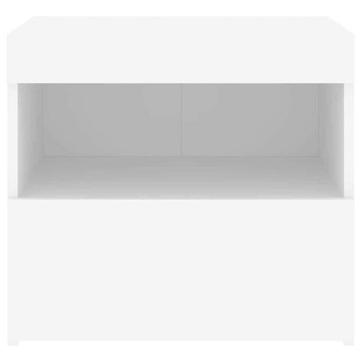 sengeborde 2 stk. med LED-lys 50x40x45 cm hvid