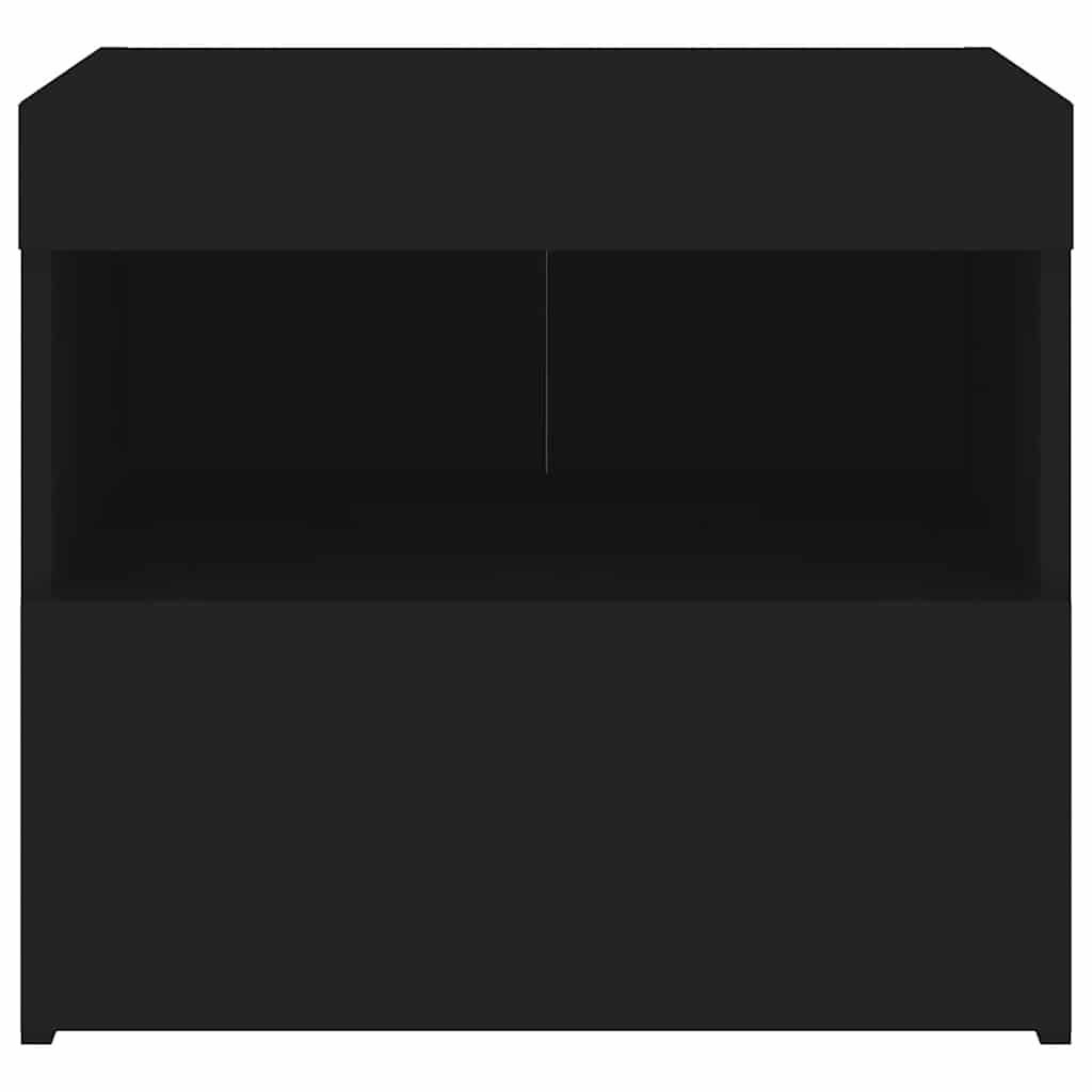 sengeborde 2 stk. med LED-lys 50x40x45 cm sort