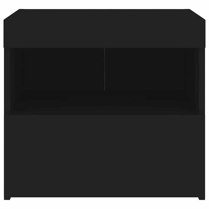sengeborde 2 stk. med LED-lys 50x40x45 cm sort
