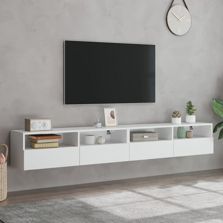 væghængte tv-borde 2 stk. 100x30x30 cm konstrueret træ hvid