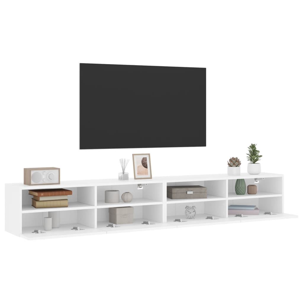 væghængte tv-borde 2 stk. 100x30x30 cm konstrueret træ hvid