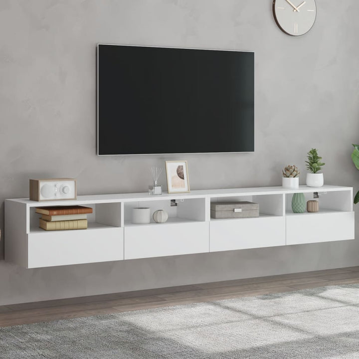 væghængte tv-borde 2 stk. 100x30x30 cm konstrueret træ hvid