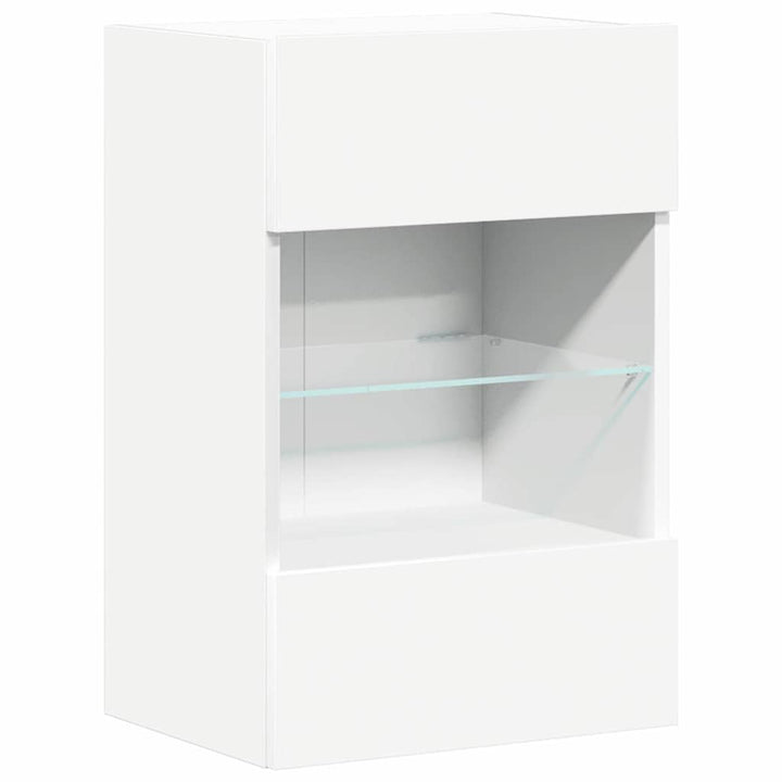 væghængte skabe til TV 2 stk. med LED-lys 40x30x60,5 cm hvid