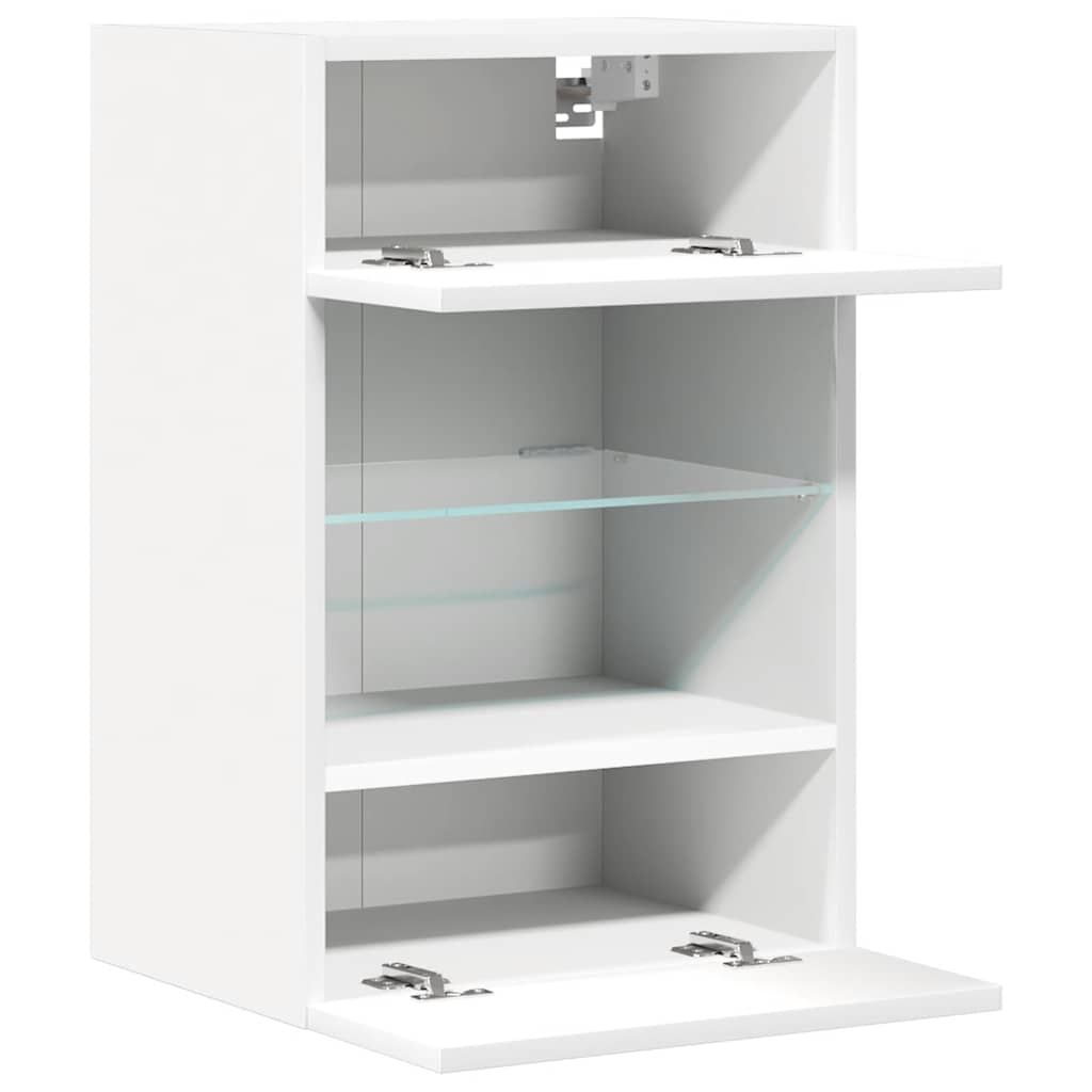 væghængte skabe til TV 2 stk. med LED-lys 40x30x60,5 cm hvid