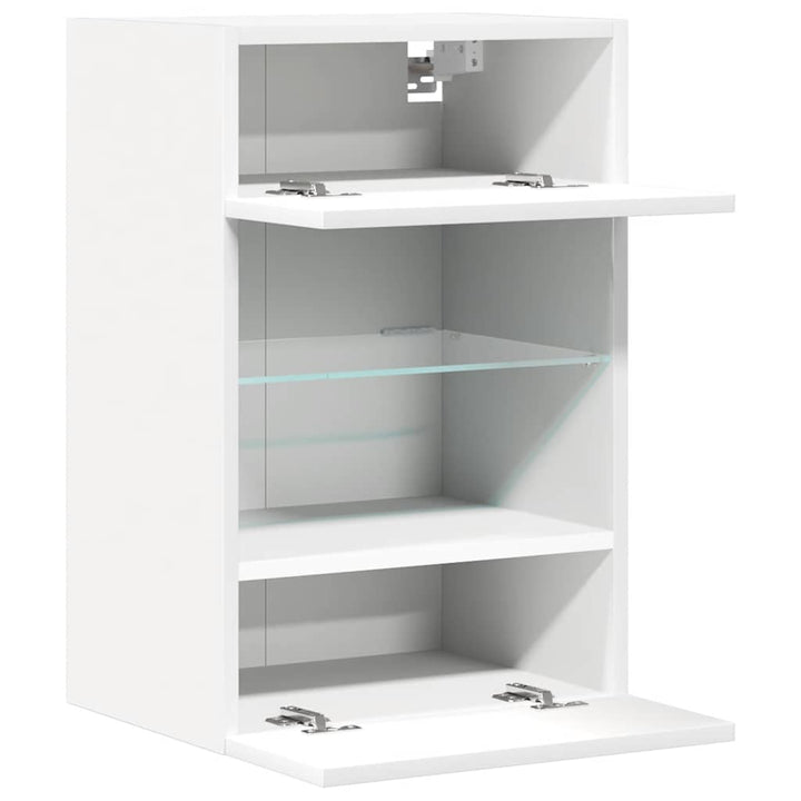 væghængte skabe til TV 2 stk. med LED-lys 40x30x60,5 cm hvid