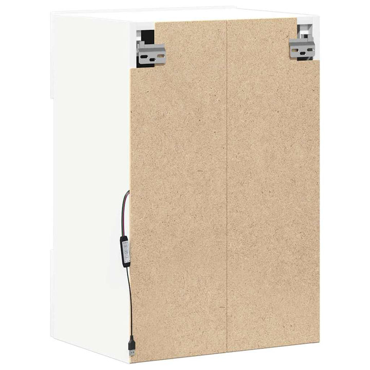 væghængte skabe til TV 2 stk. med LED-lys 40x30x60,5 cm hvid
