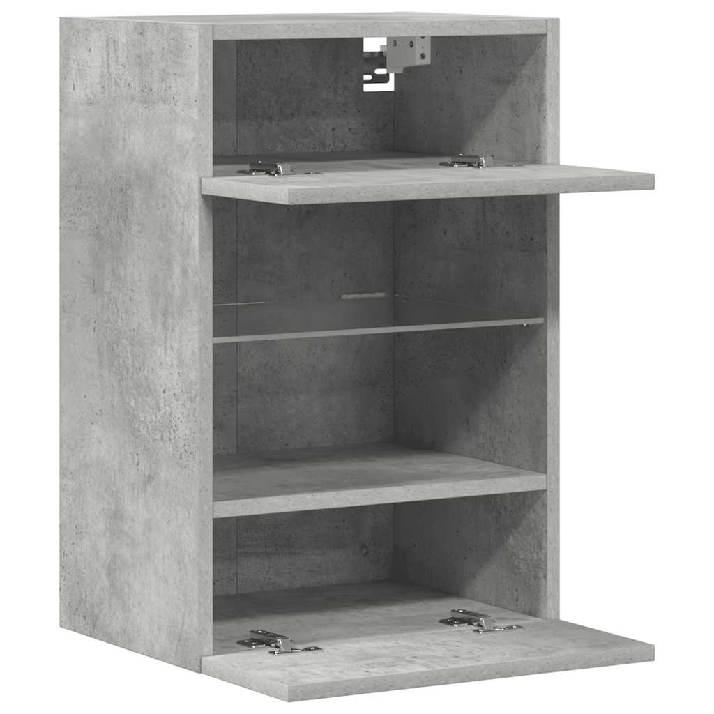 væghængte skabe til TV 2 stk. med LED-lys 40x30x60,5 cm betongrå