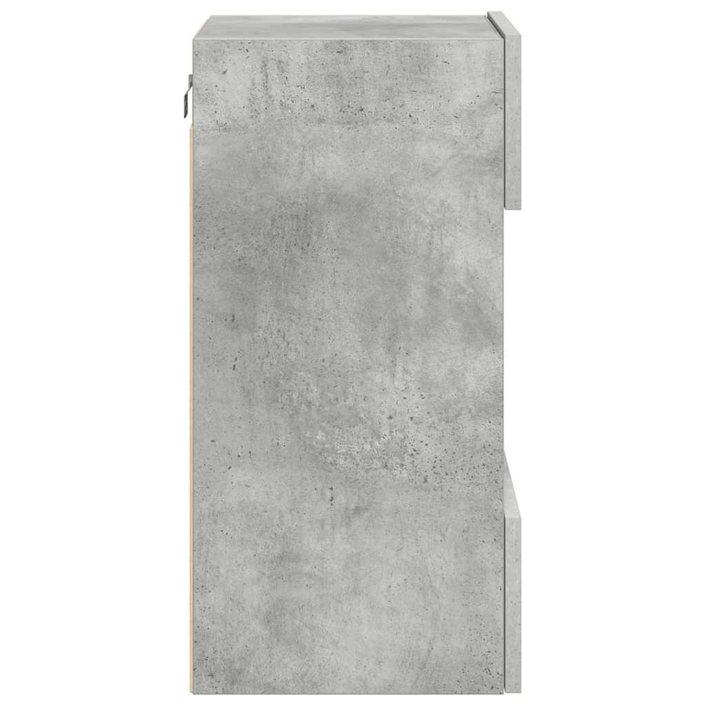 væghængte skabe til TV 2 stk. med LED-lys 40x30x60,5 cm betongrå