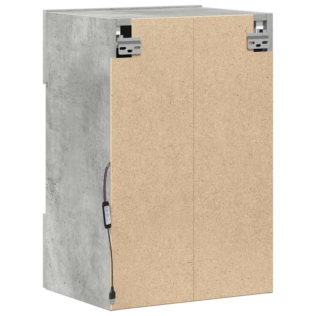 væghængte skabe til TV 2 stk. med LED-lys 40x30x60,5 cm betongrå