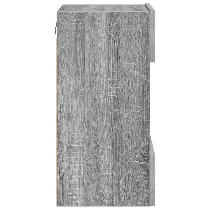 væghængte skabe til TV 2 stk. med LED-lys 40x30x60,5 cm grå sonoma