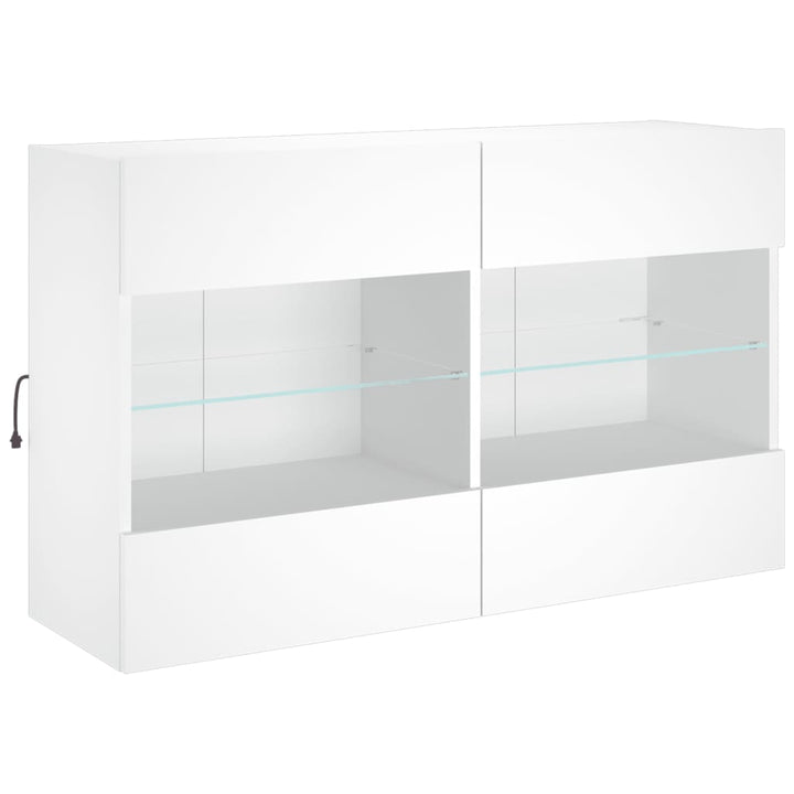 væghængt tv-bord med LED-lys 98,5x30x60,5 cm hvid