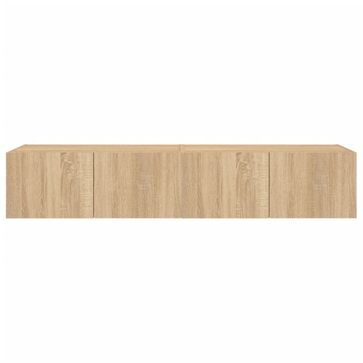 væghængte tv-borde 2 stk. med LED-lys 80x35x31 cm sonoma-eg