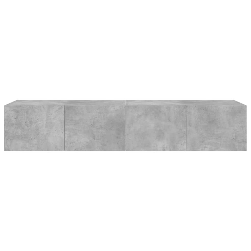 væghængte tv-borde 2 stk. med LED-lys 80x35x31 cm betongrå