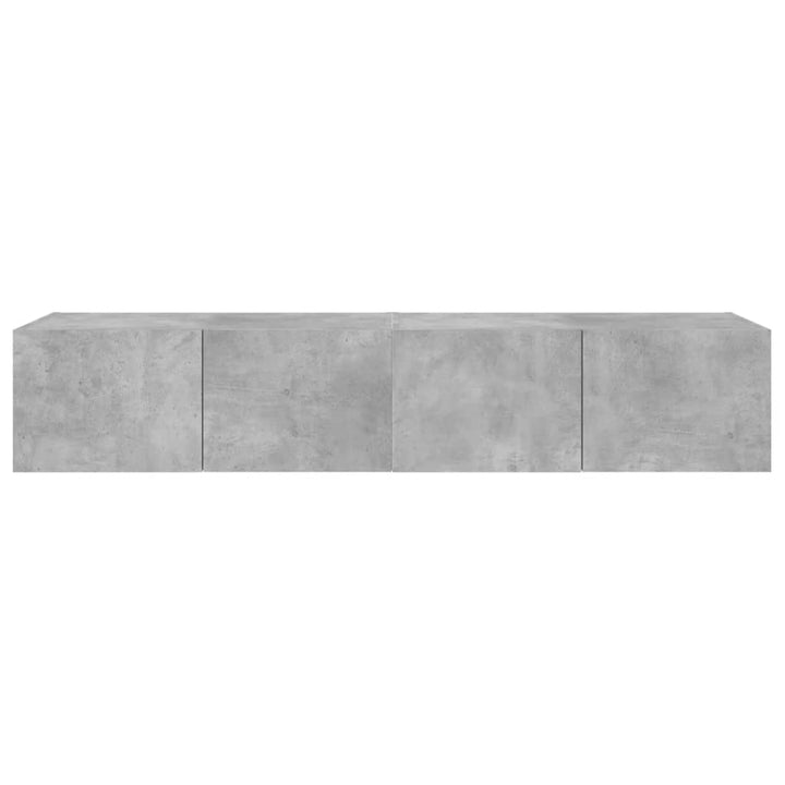 væghængte tv-borde 2 stk. med LED-lys 80x35x31 cm betongrå