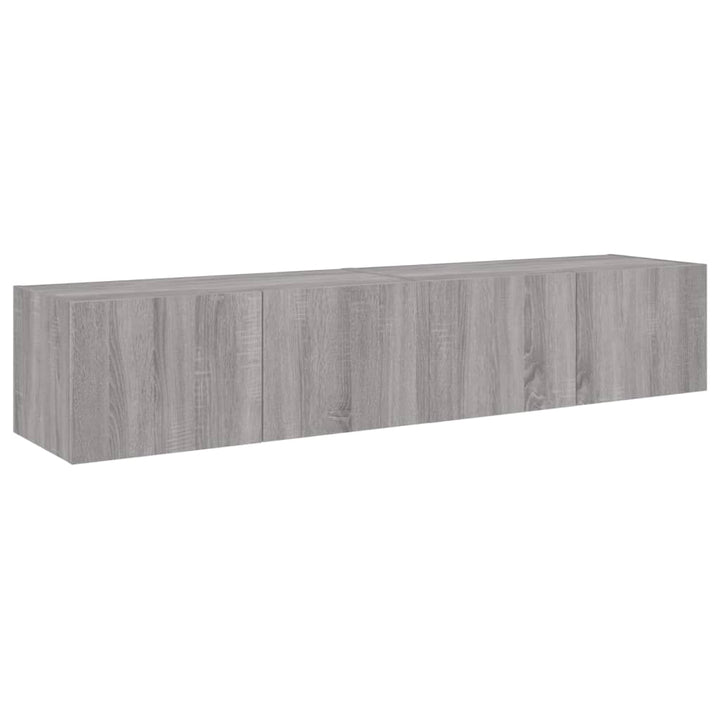 væghængte tv-borde 2 stk. med LED-lys 80x35x31 cm grå sonoma-eg