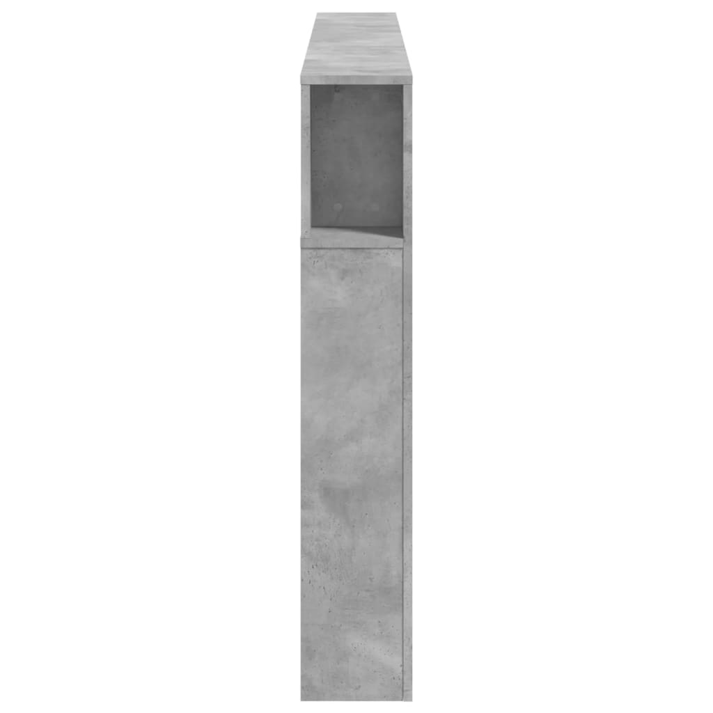 sengegavl m. LED-lys 180x18,5x103,5 cm konstrueret træ betongrå