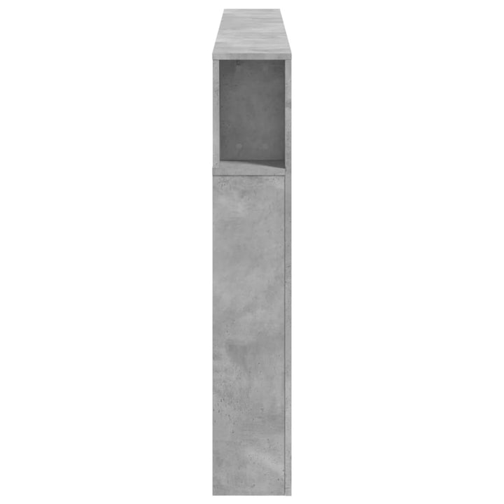 sengegavl m. LED-lys 180x18,5x103,5 cm konstrueret træ betongrå