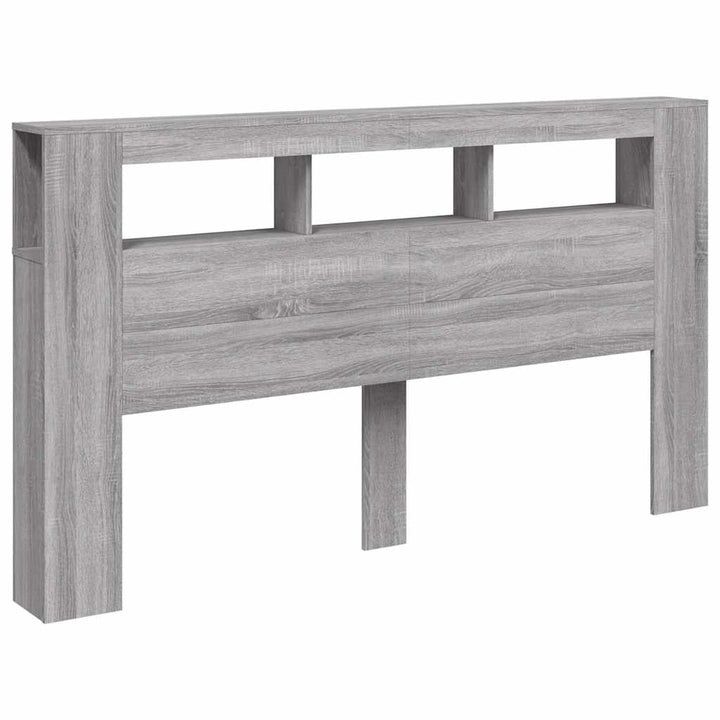 sengegavl 180x18,5x103,5 cm LED-lys konstrueret træ grå sonoma