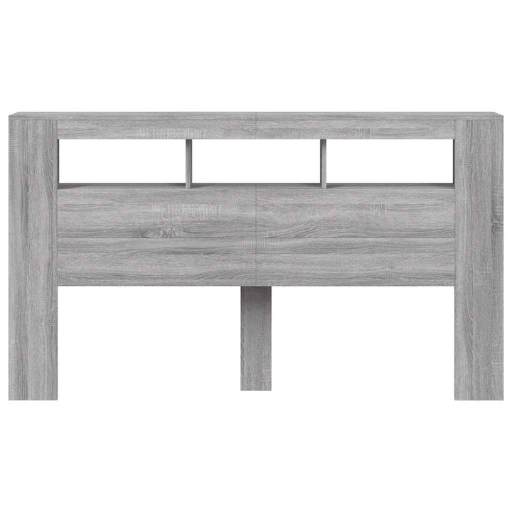 sengegavl 180x18,5x103,5 cm LED-lys konstrueret træ grå sonoma
