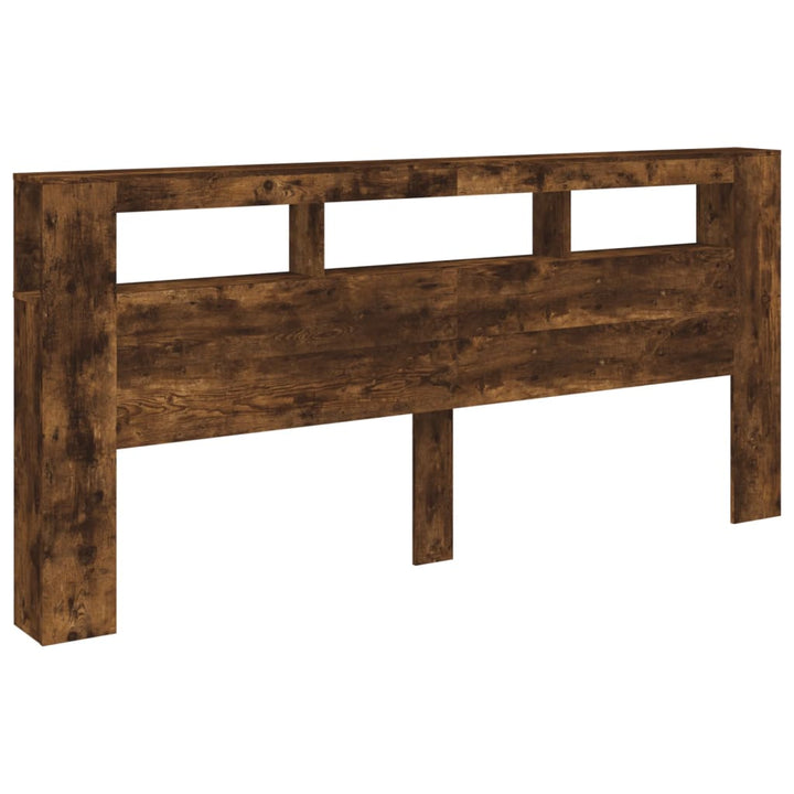 sengegavl m. LED-lys 220x18,5x103,5 cm konstrueret træ røget eg