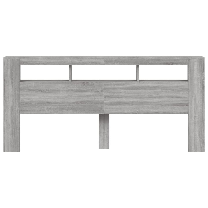 sengegavl 220x18,5x103,5 cm LED-lys konstrueret træ grå sonoma