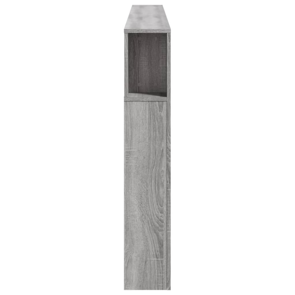 sengegavl 220x18,5x103,5 cm LED-lys konstrueret træ grå sonoma