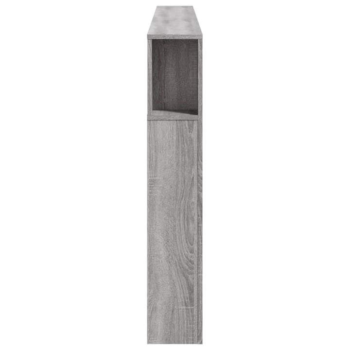 sengegavl 220x18,5x103,5 cm LED-lys konstrueret træ grå sonoma