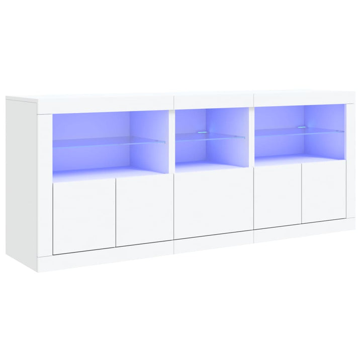 skænk med LED-lys 162x37x67 cm hvid