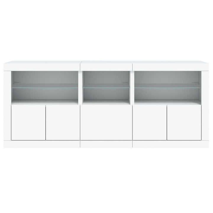 skænk med LED-lys 162x37x67 cm hvid