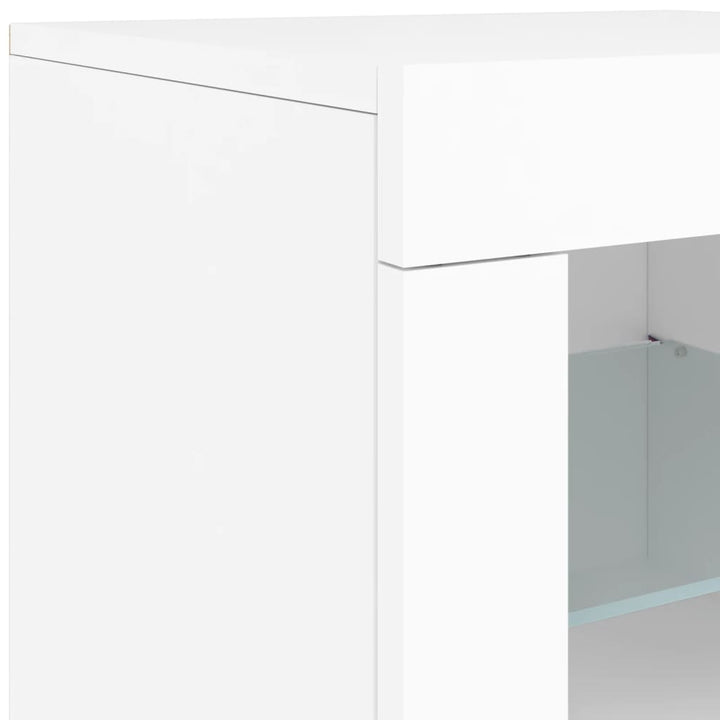 skænk med LED-lys 162x37x67 cm hvid