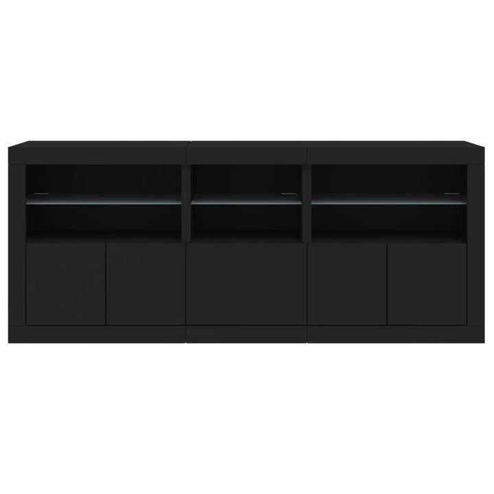 skænk med LED-lys 162x37x67 cm sort