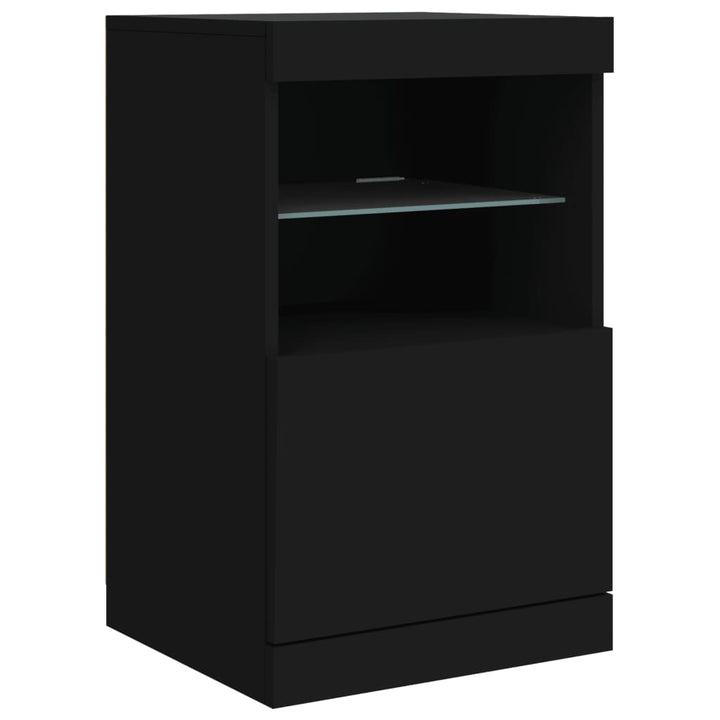 skænk med LED-lys 162x37x67 cm sort