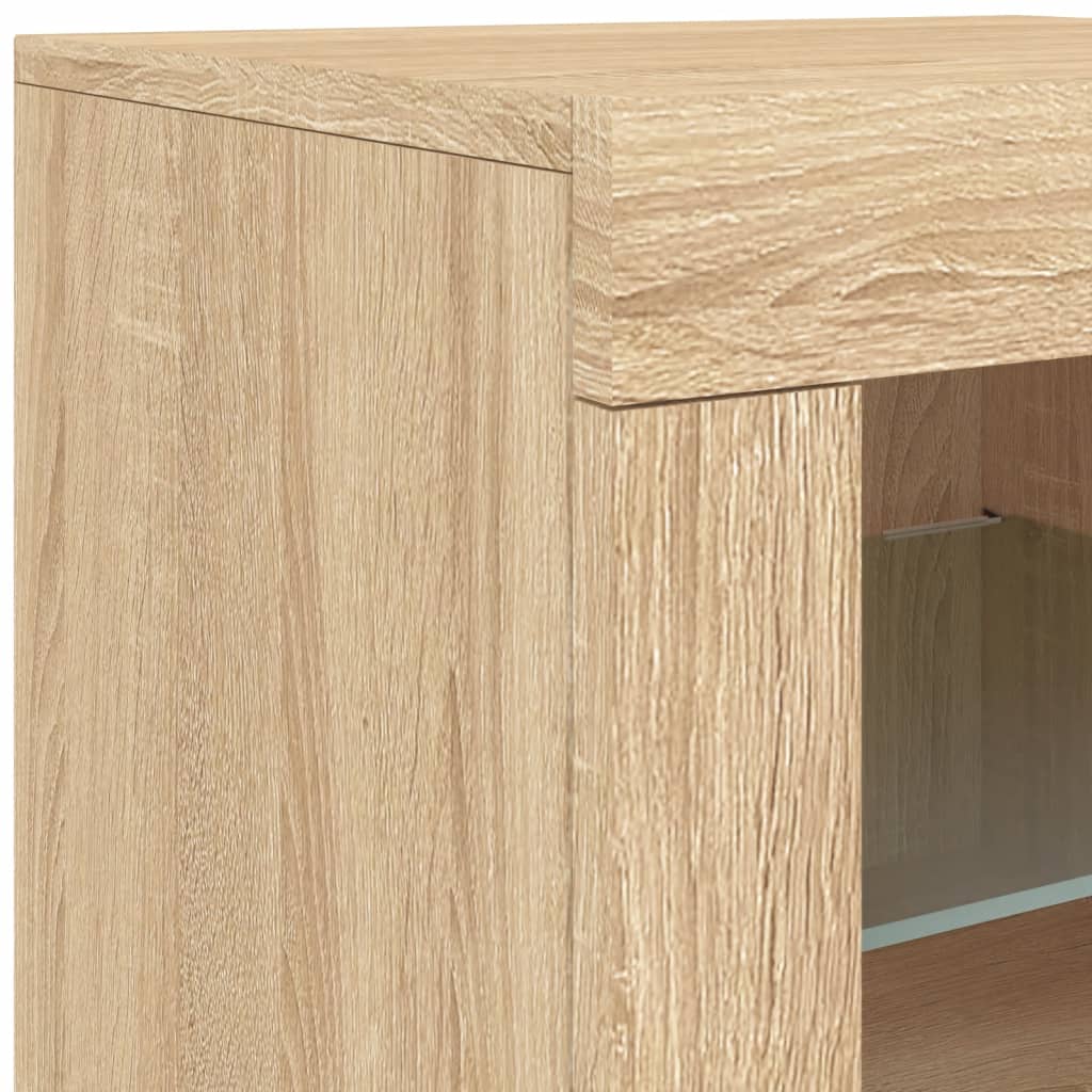 skænk med LED-lys 162x37x67 cm sonoma-eg