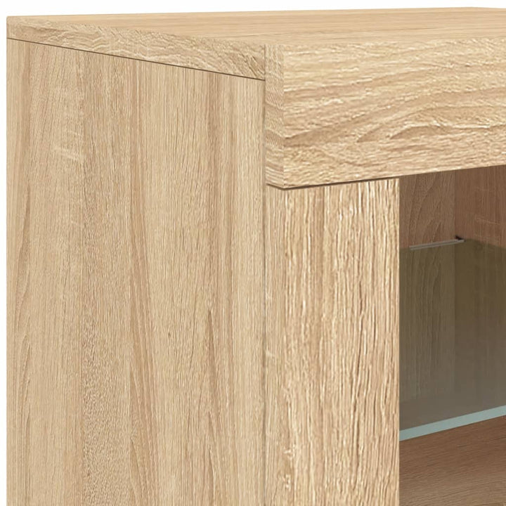 skænk med LED-lys 162x37x67 cm sonoma-eg