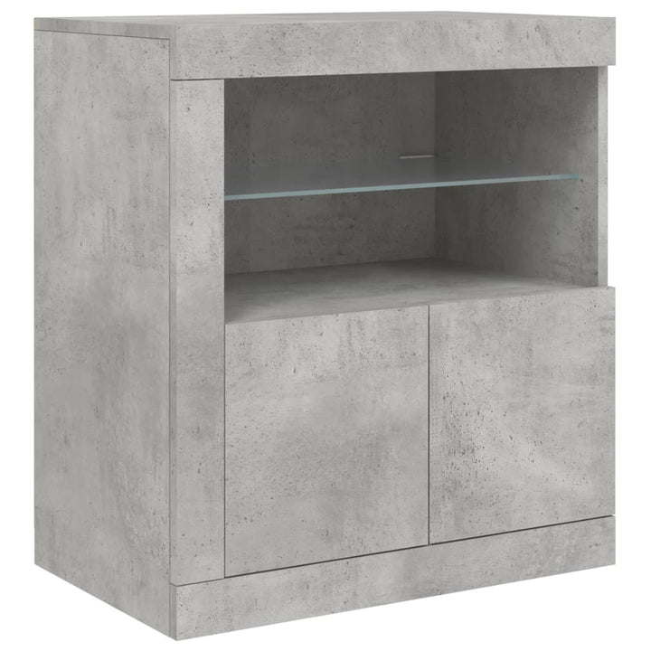 skænk med LED-lys 162x37x67 cm betongrå