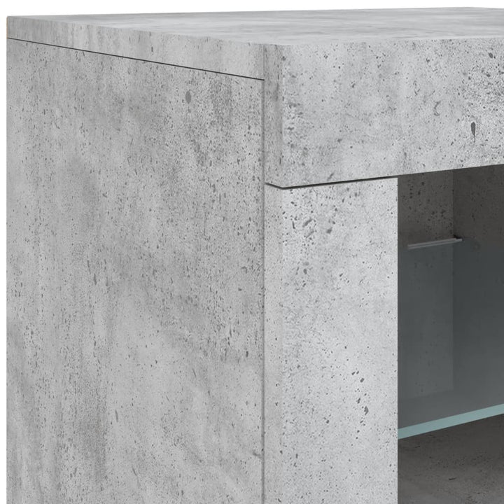 skænk med LED-lys 162x37x67 cm betongrå