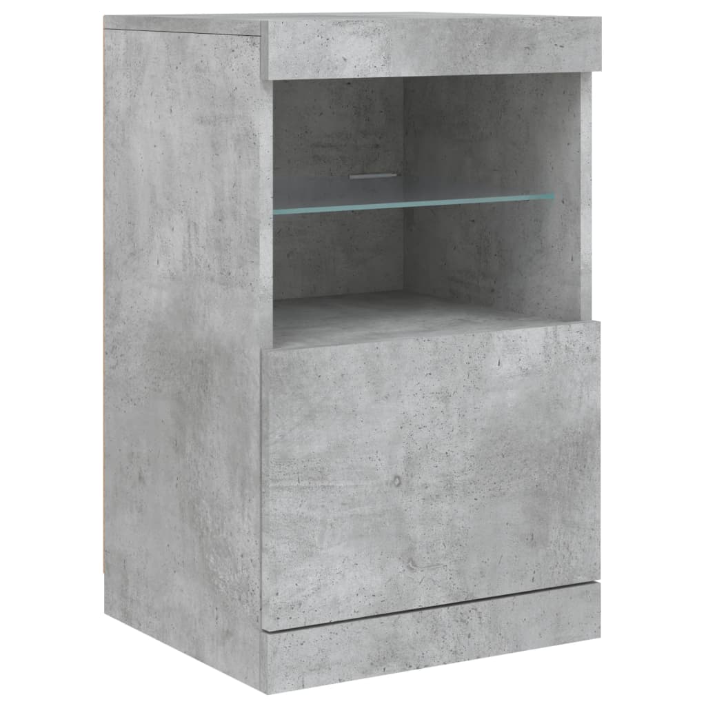skænk med LED-lys 162x37x67 cm betongrå
