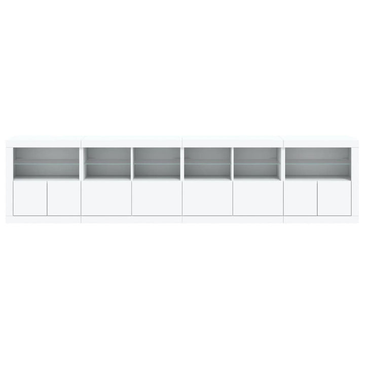 skænk med LED-lys 283x37x67 cm hvid