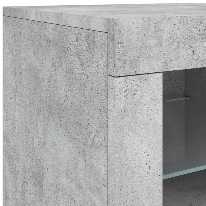skænk med LED-lys 283x37x67 cm betongrå
