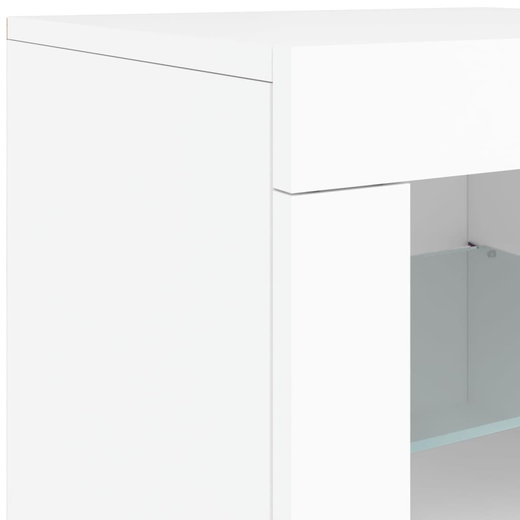 skænk med LED-lys 283x37x67 cm hvid