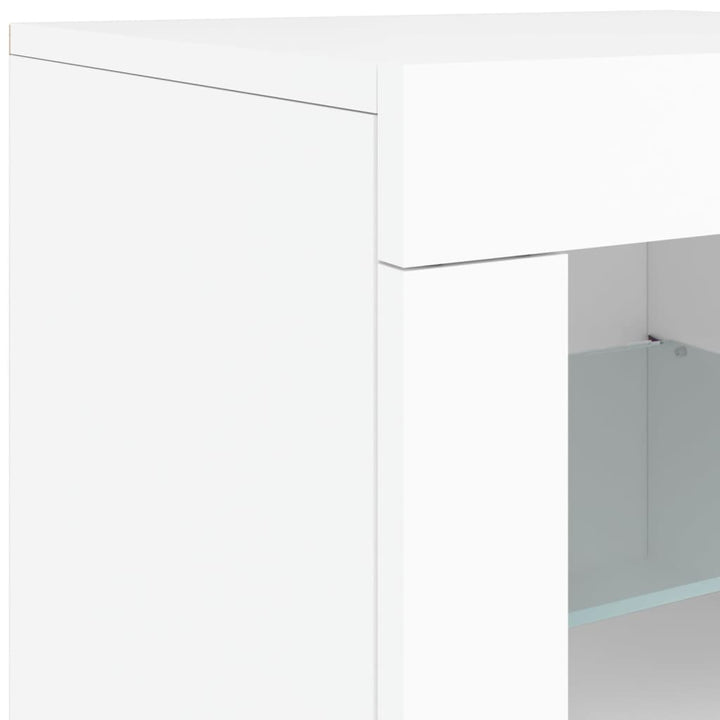 skænk med LED-lys 283x37x67 cm hvid