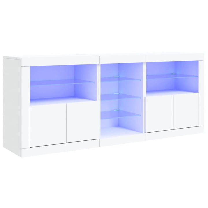 skænk med LED-lys 162x37x67 cm hvid