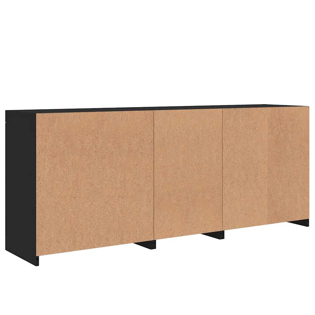 skænk med LED-lys 162x37x67 cm sort