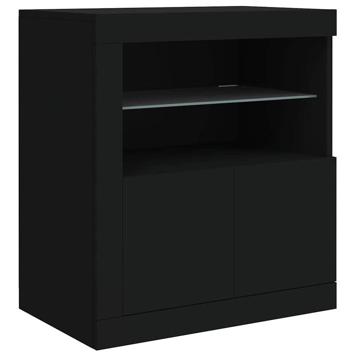 skænk med LED-lys 162x37x67 cm sort