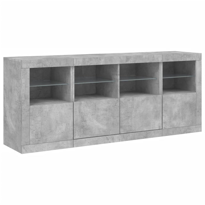 skænk med LED-lys 163x37x67 cm betongrå
