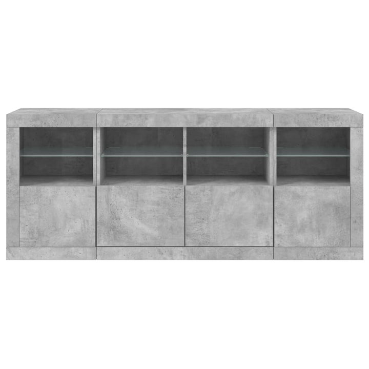 skænk med LED-lys 163x37x67 cm betongrå