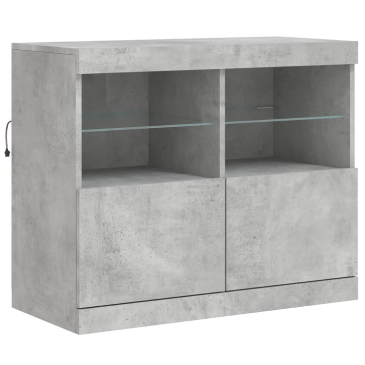 skænk med LED-lys 163x37x67 cm betongrå